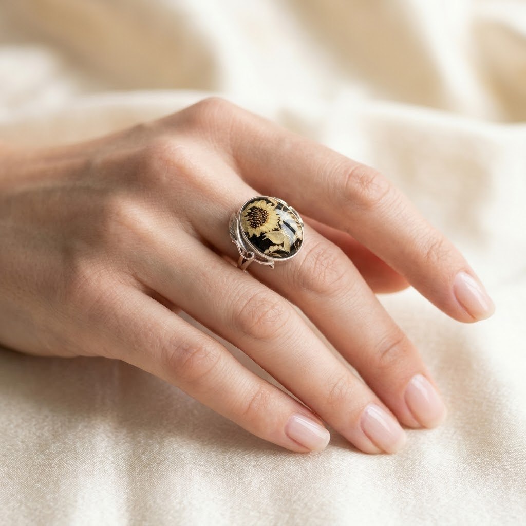 Anello Farfalla di Ambra montato in Argento