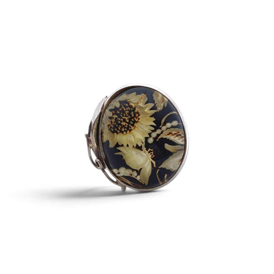 Anello Farfalla di Ambra montato in Argento