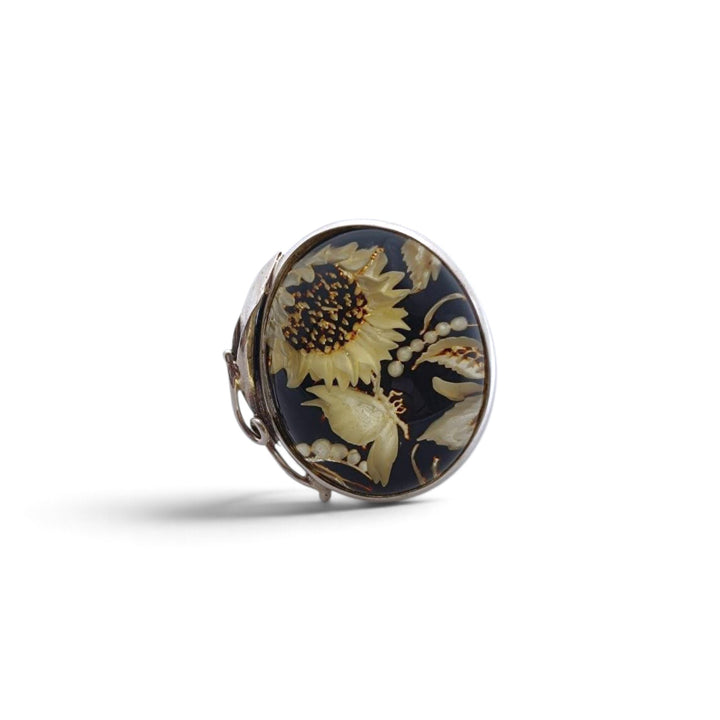 Anello Farfalla di Ambra montato in Argento