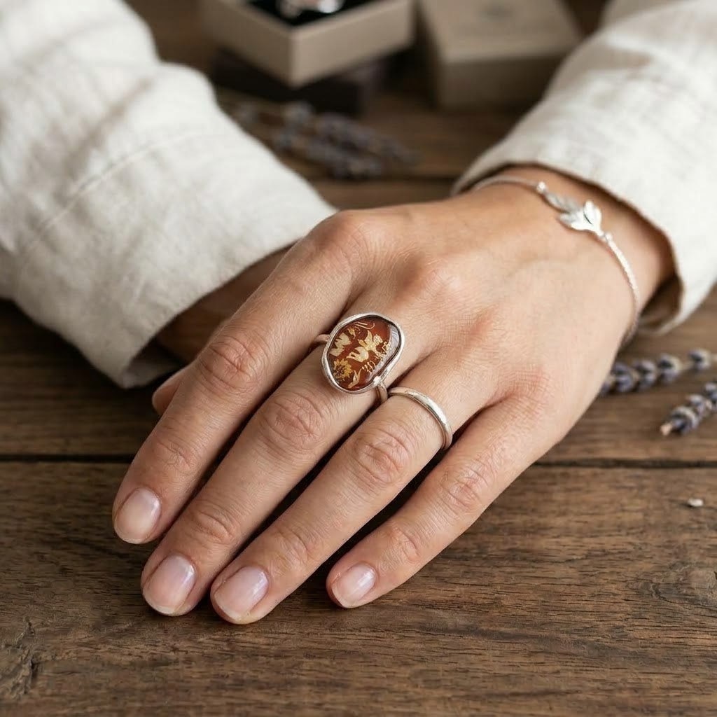 Anello Fatina di Ambra montato in Argento