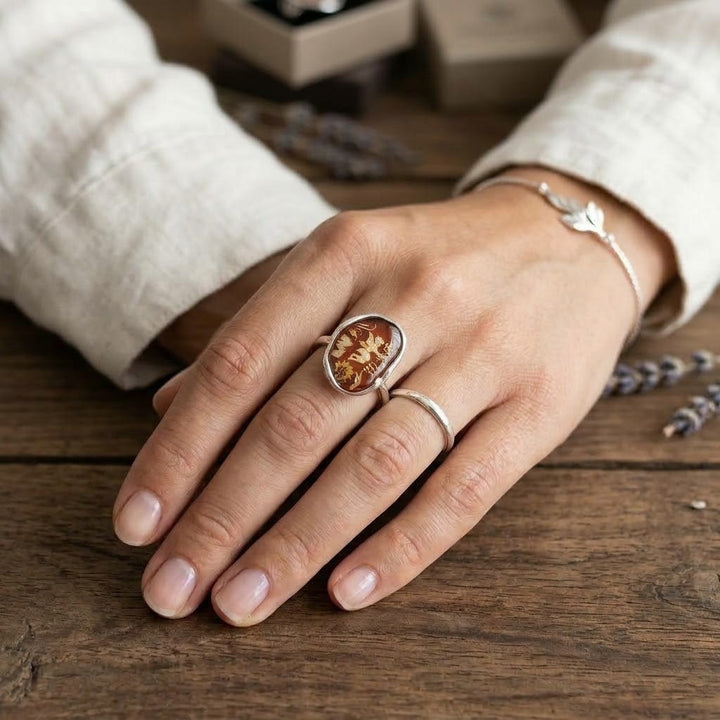 Anello Fatina di Ambra montato in Argento