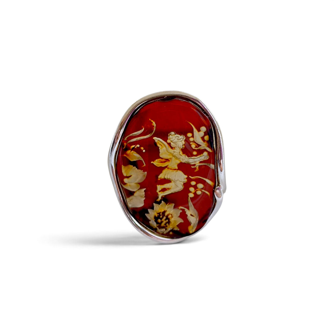 Anello Fatina di Ambra montato in Argento