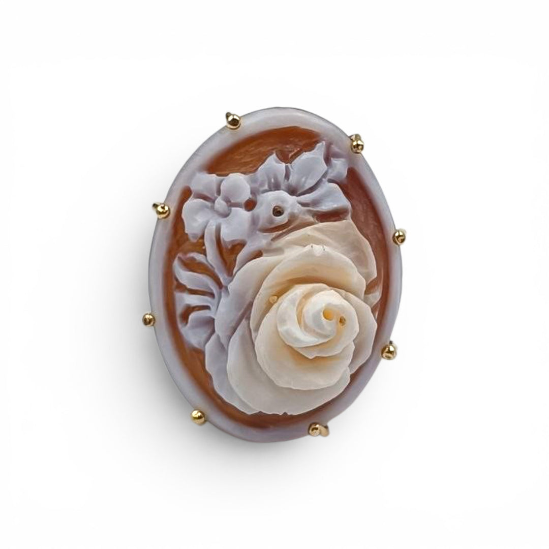 Anello Fiore di Cammeo montato in Argento Dorato