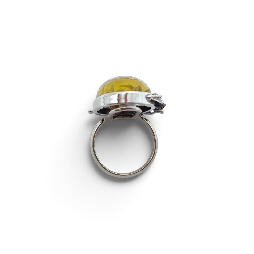 Anello Fiore di Ambra montato in Argento