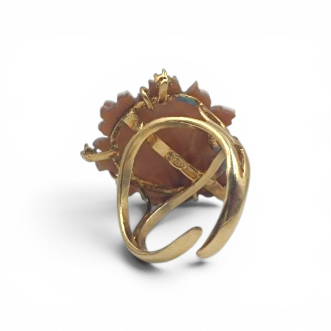 Anello Fiori di Cammeo montato in Argento Dorato