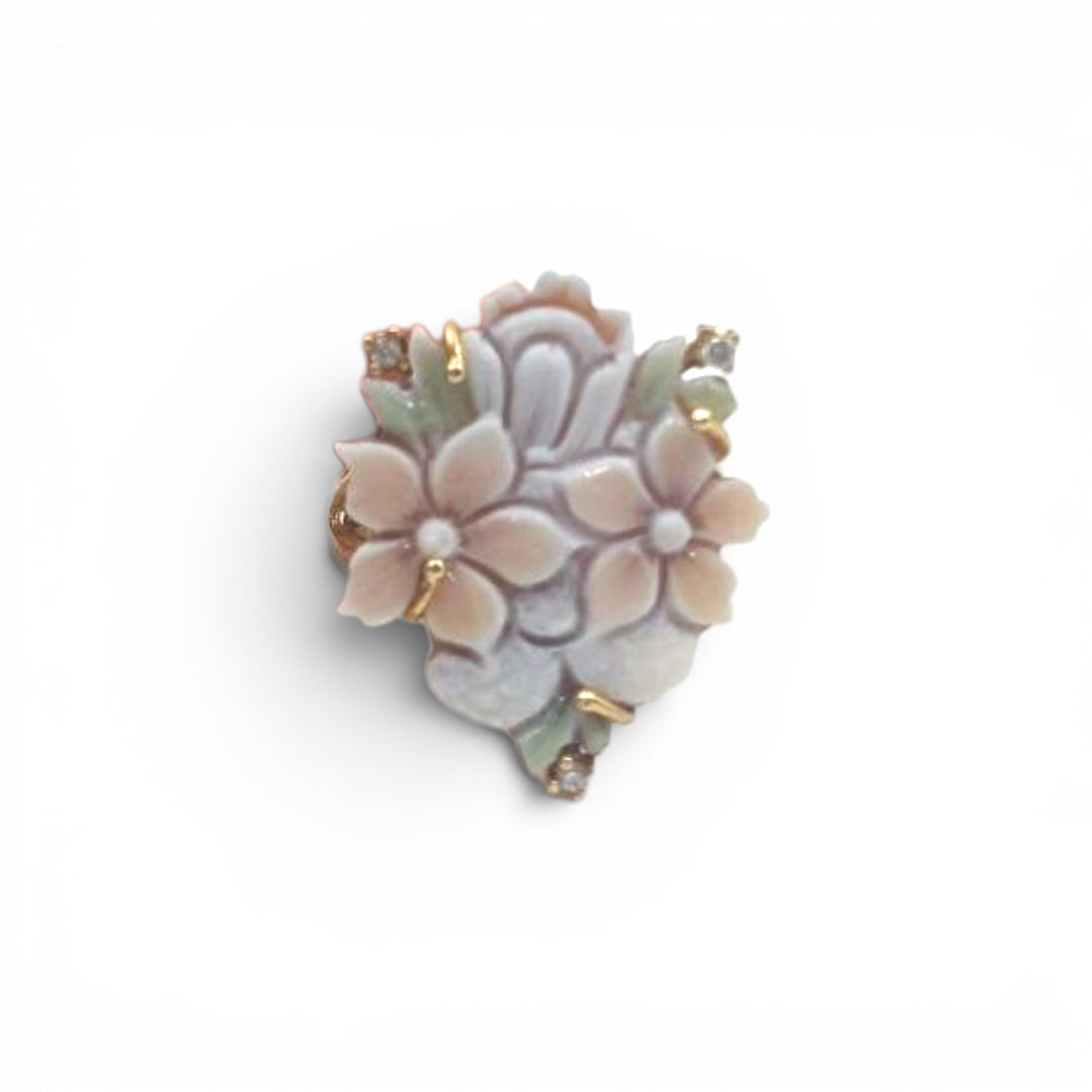 Anello Fiori di Cammeo montato in Argento Dorato