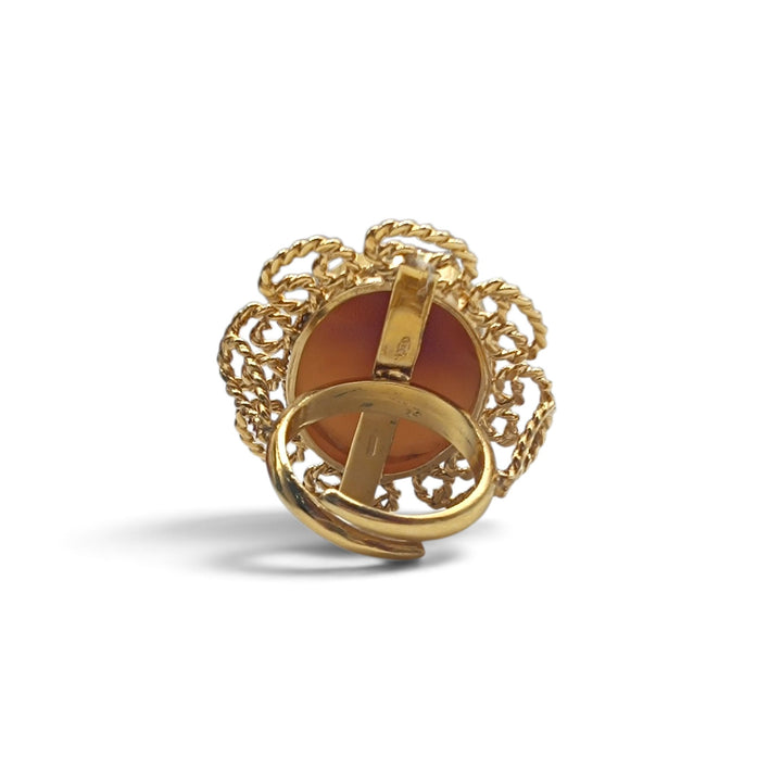 Anello Gobbo porta fortuna di Cammeo montato in Argento Dorato