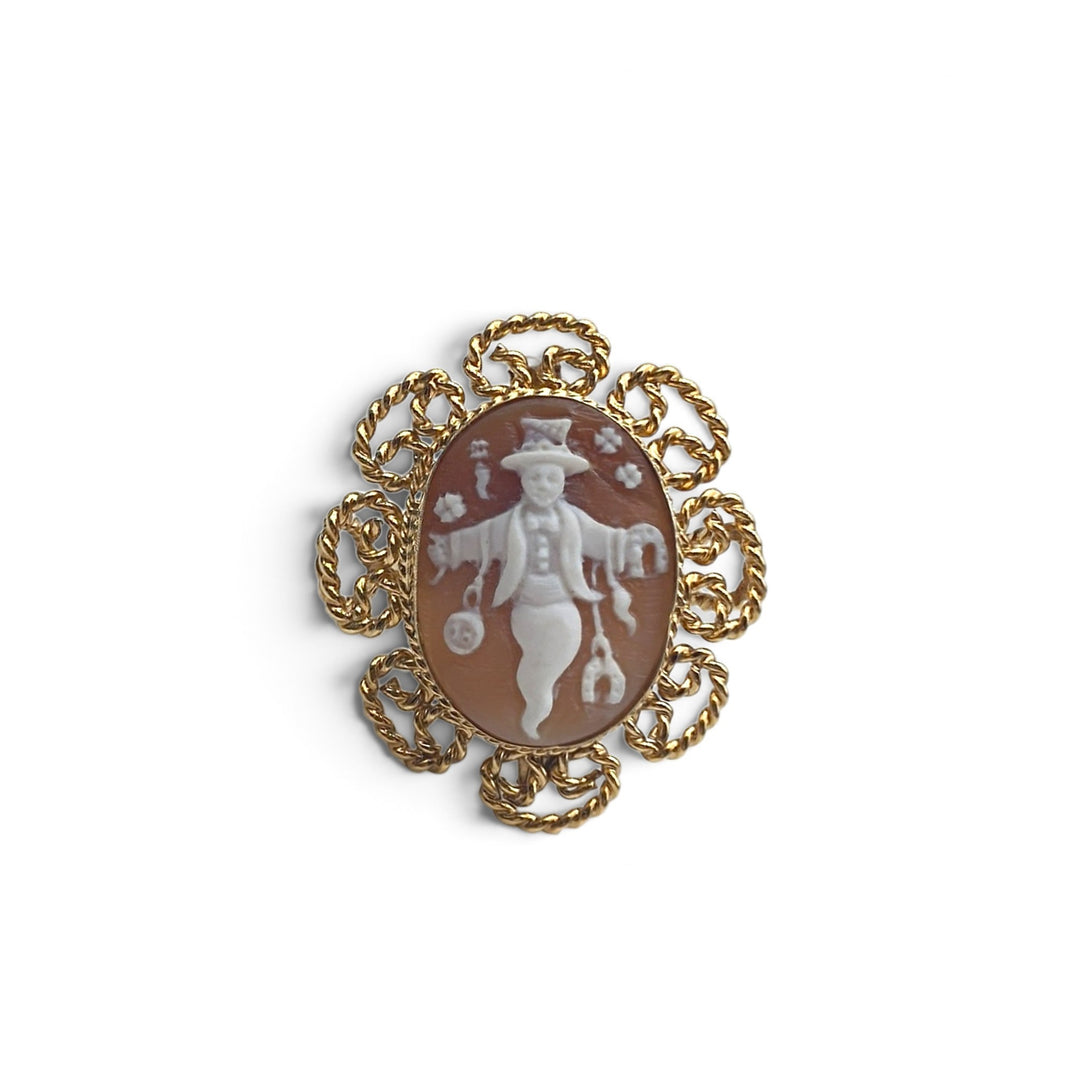 Anello Gobbo porta fortuna di Cammeo montato in Argento Dorato