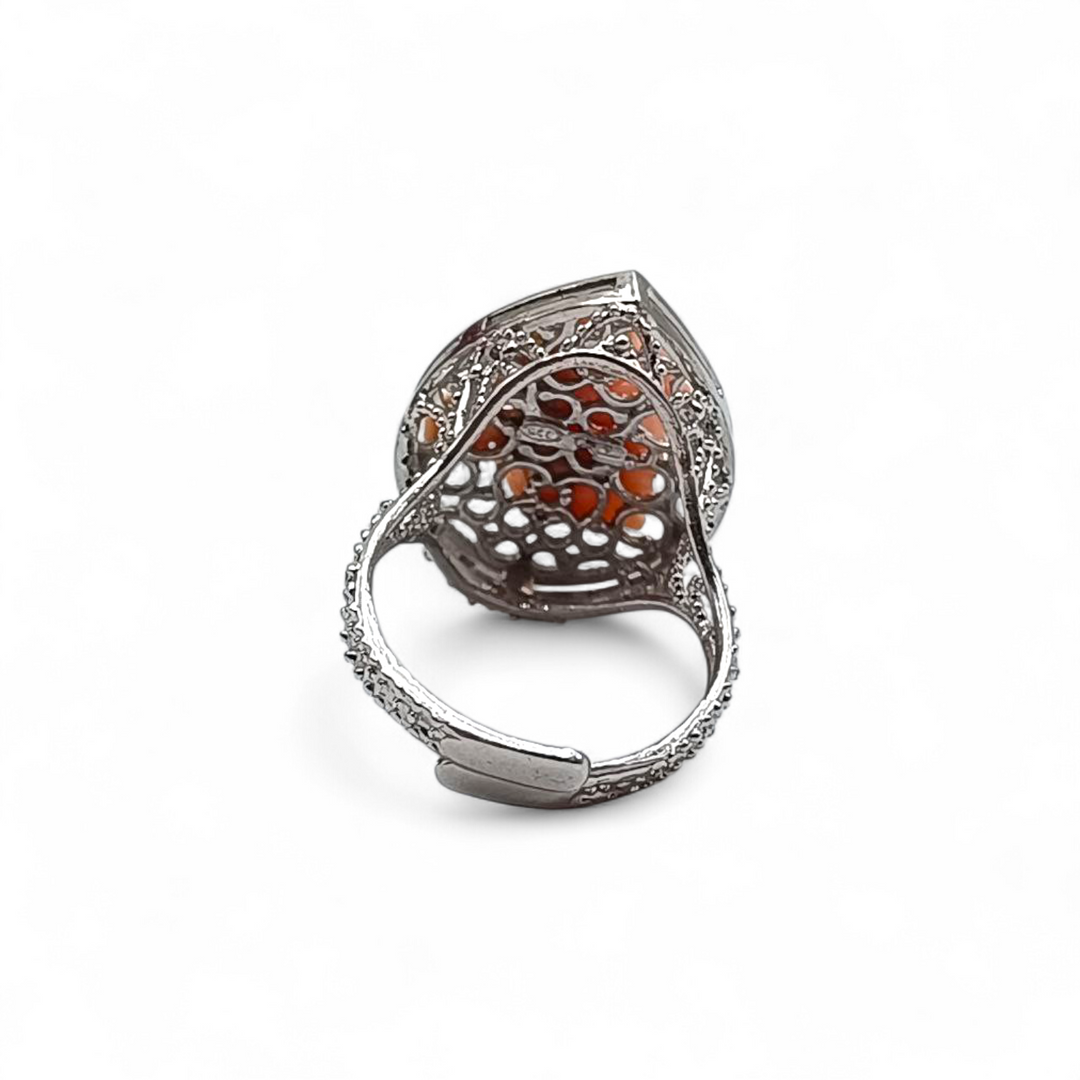 Anelli Goccia con Corallo montati in Argento