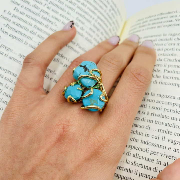 END OF COLLECTION - Turquoise paste tris ring