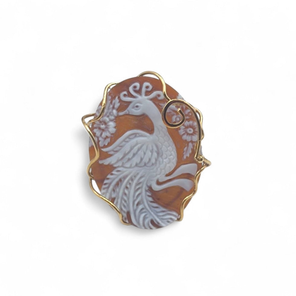 Anello Fenice di Cammeo montato in Argento Dorato