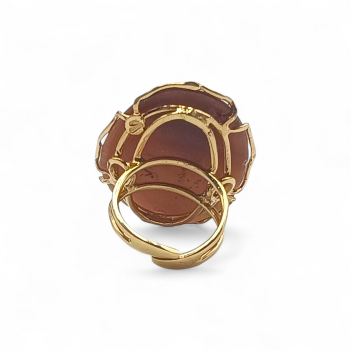 Anello Regina Elisabetta di Cammeo montato in Argento Dorato