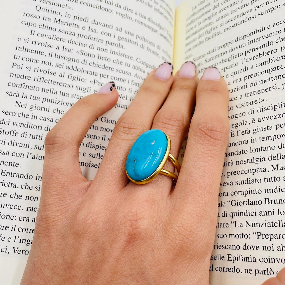 Turquoise ring mounted on silver