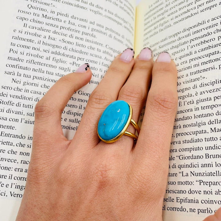 Turquoise ring mounted on silver