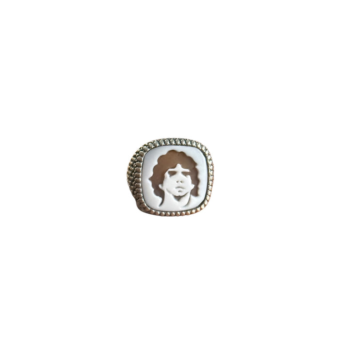 Maradona D10S Cameo Ring Mounted in 925 Silver