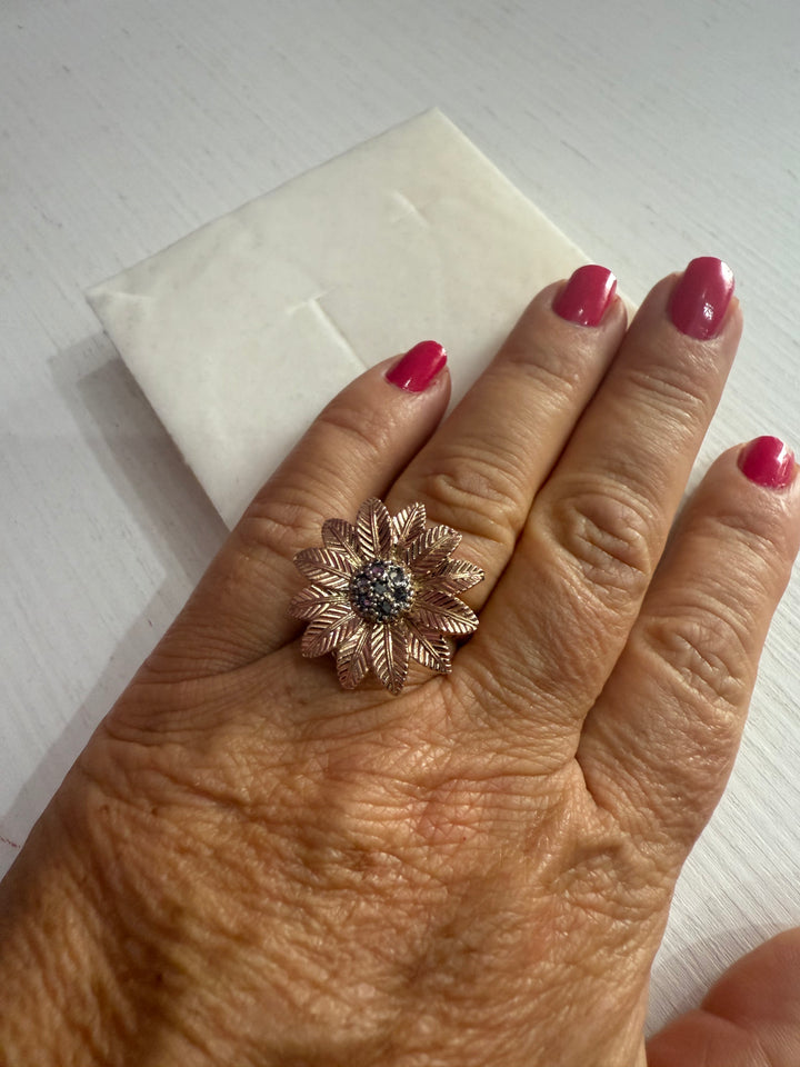 Anello “Margherita” in argento ramato e zirconi