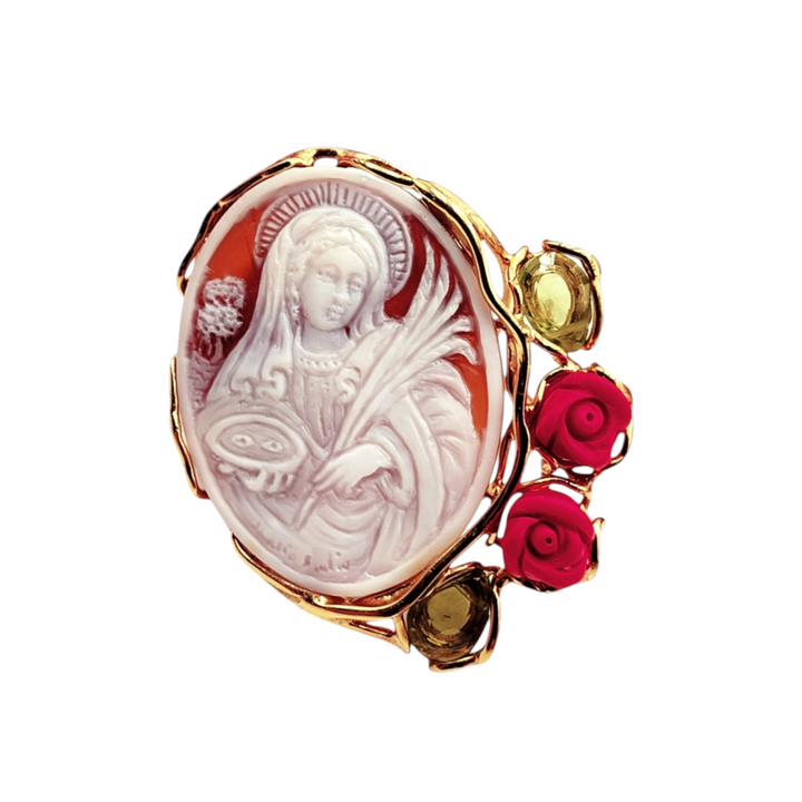 "Santa Lucia" ring on sardonyx shell mounted on silver