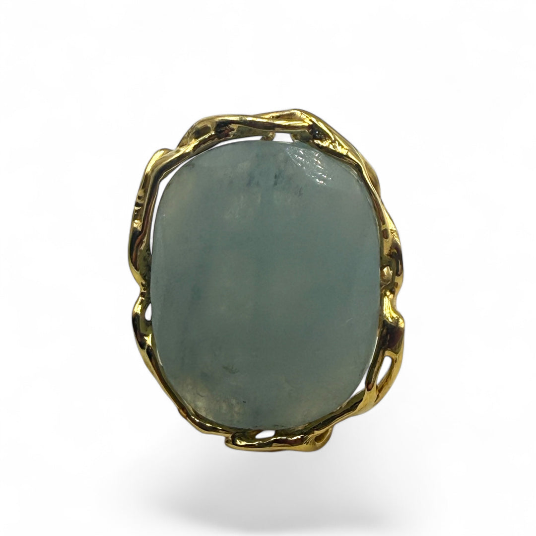 Anello acquamarina montato in argento dorato