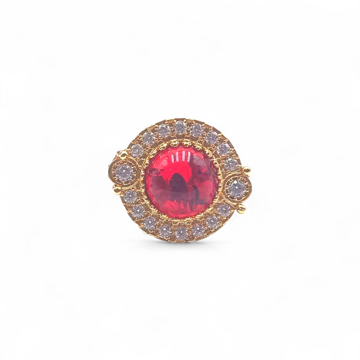 Anello in Ambra e Zirconi montato su Argento Dorato