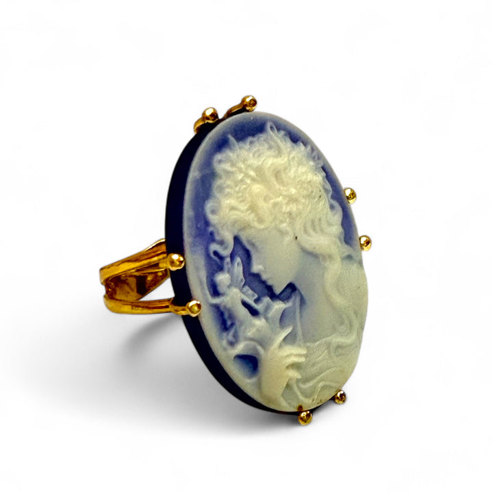 Anello dea Agata montato su argento placcato oro