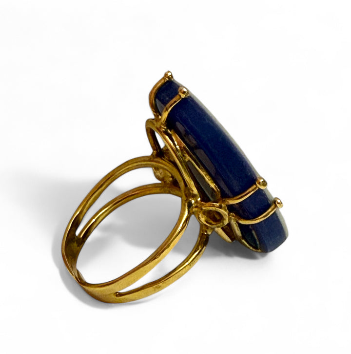 Anello dea Agata montato su argento placcato oro