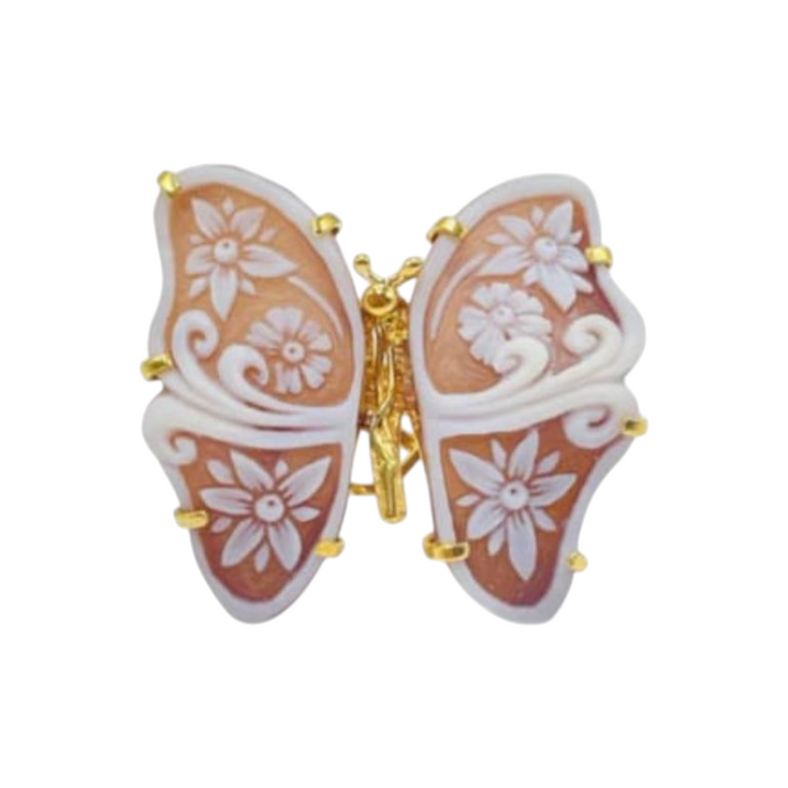 Butterfly cameo ring mounted on silver