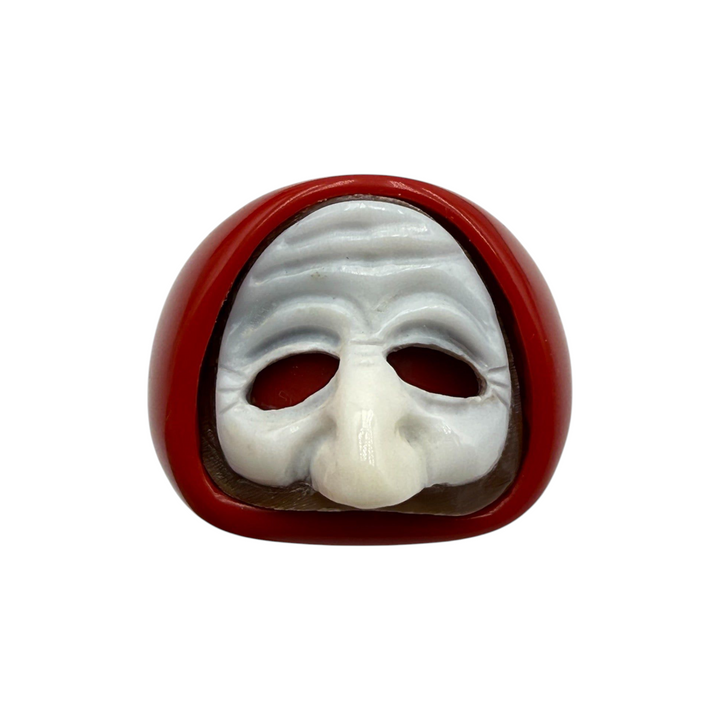 Anello maschera in cammeo montato su agata