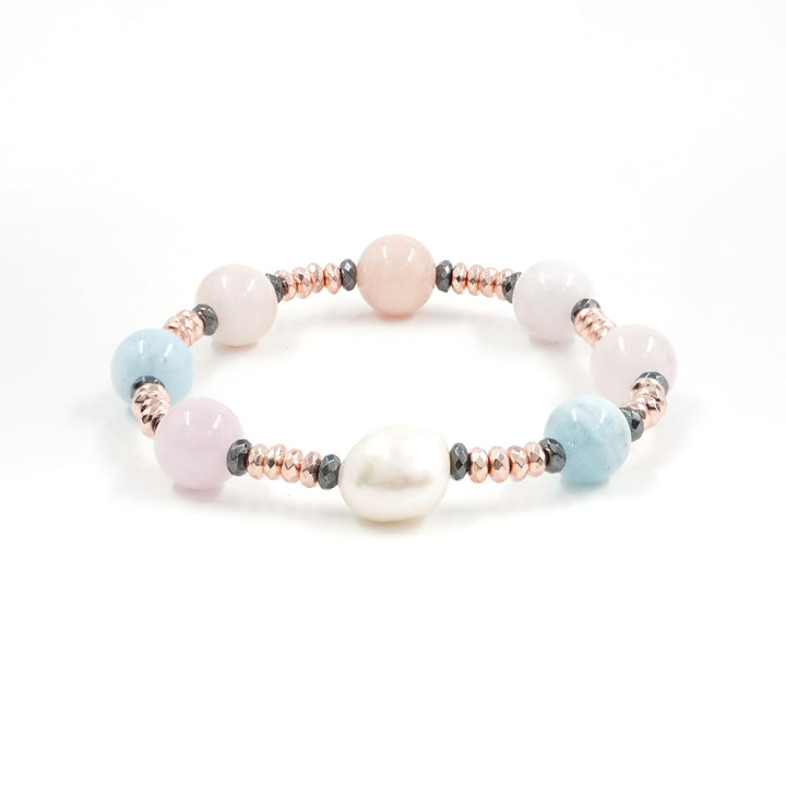 END OF COLLECTION - "RIVER PEARL BRACELET" AND COLORED AGATE WITH HEMATITE