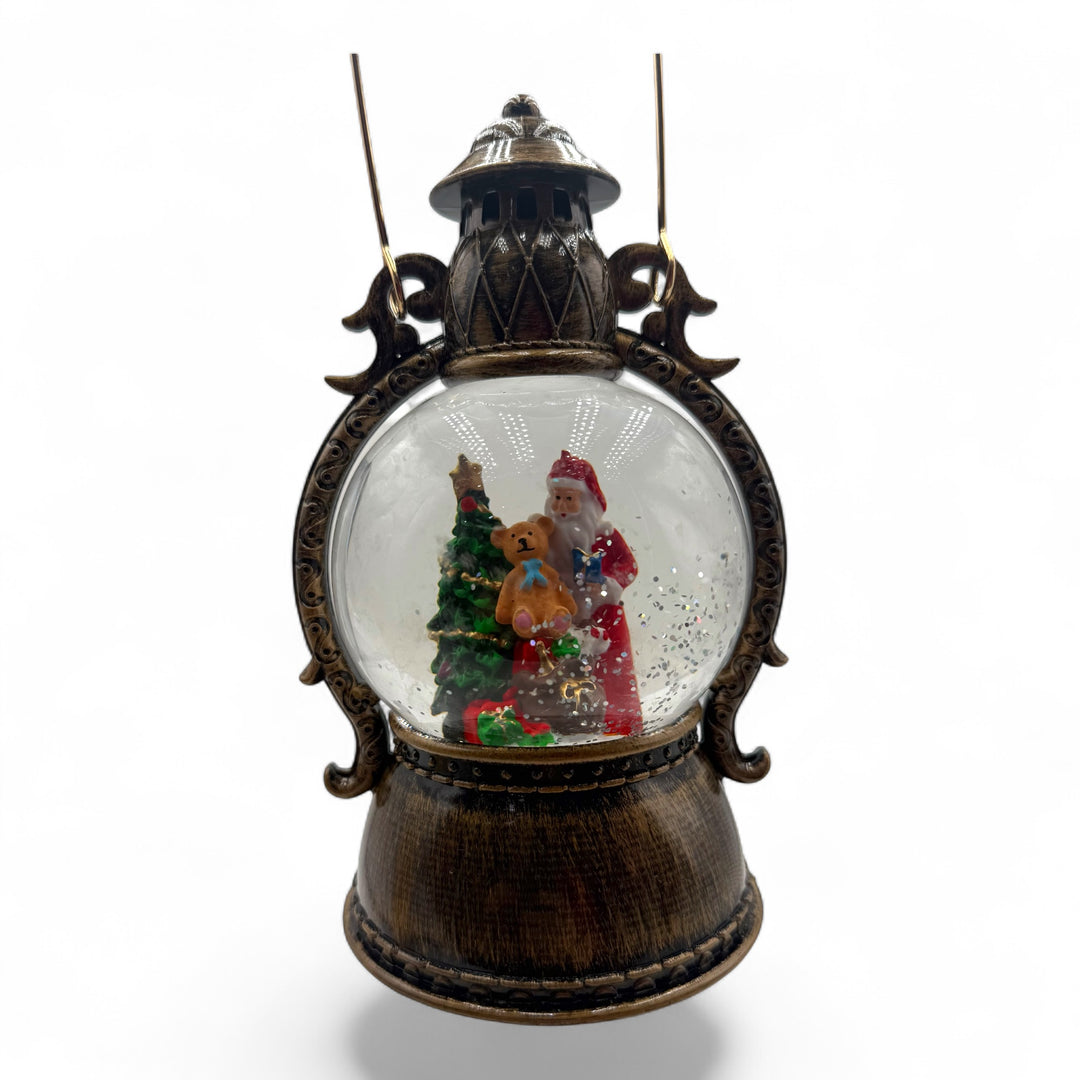 Babbo Natale in lanterna con musica, colori e coriandoli