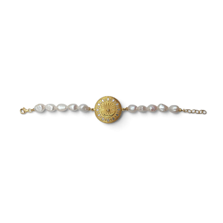 Bracciale Marchio Lucia Vitiello gioielli di Napoli d'Argento Dorato e Perle
