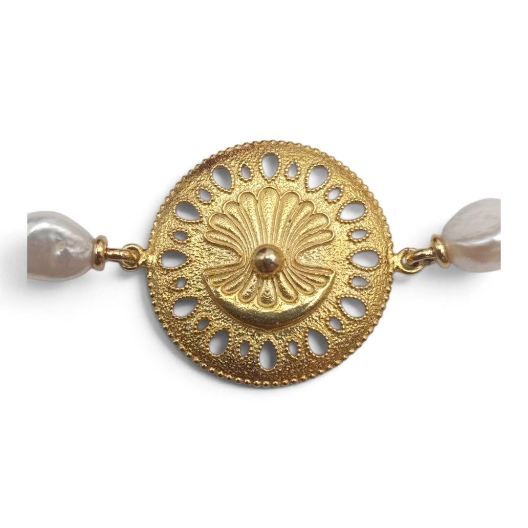 Bracciale Marchio Lucia Vitiello gioielli di Napoli d'Argento Dorato e Perle
