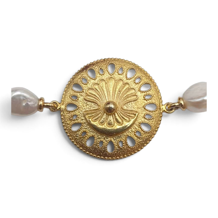 Bracciale Marchio Lucia Vitiello gioielli di Napoli d'Argento Dorato e Perle