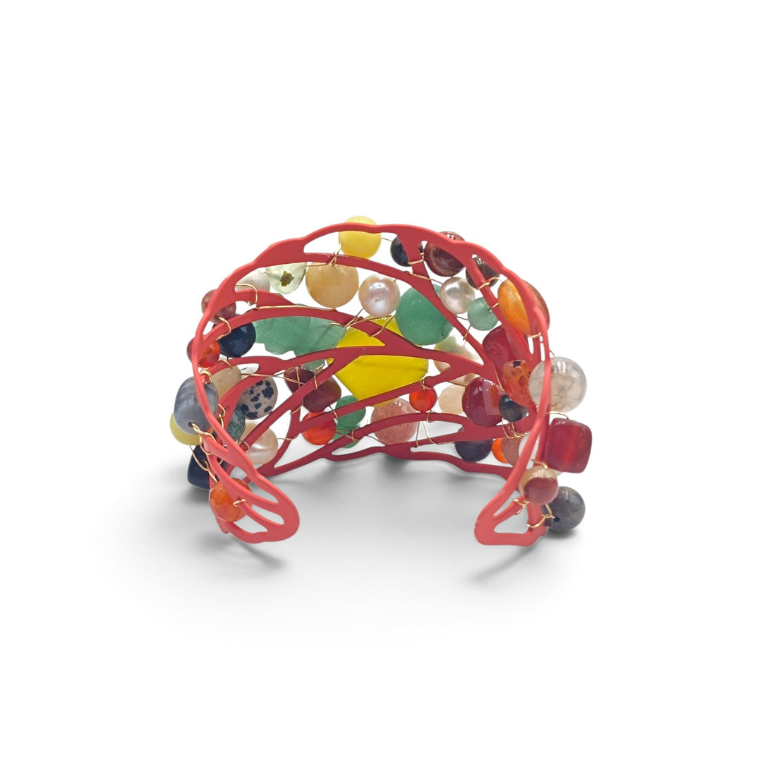 Bracciale Agata, Perle e Giada montato in Acciaio