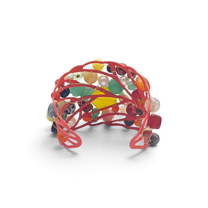 Bracciale Agata, Perle e Giada montato in Acciaio