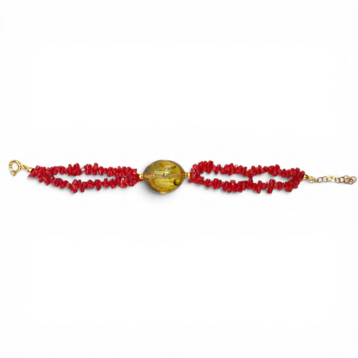 Bracciale Corallo montato in Argento Dorato