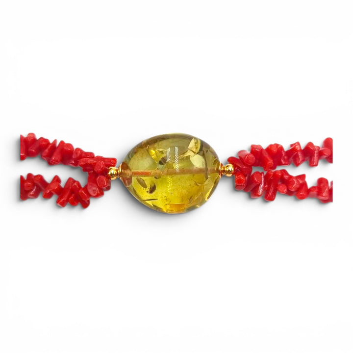 Bracciale Corallo montato in Argento Dorato