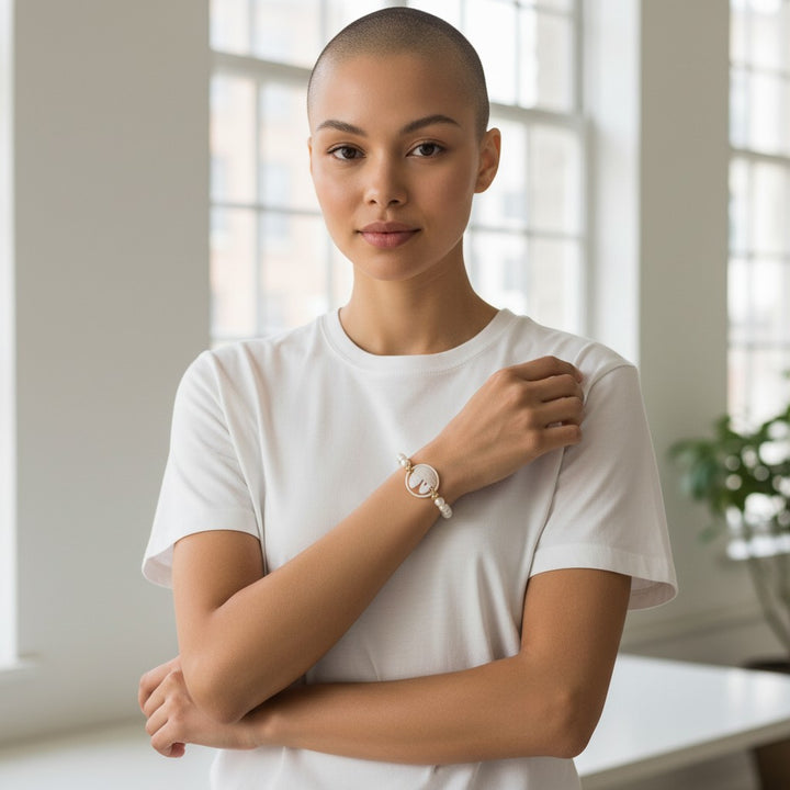 Bracciale Capri di Cammeo e Perle montato in Acciaio Dorato