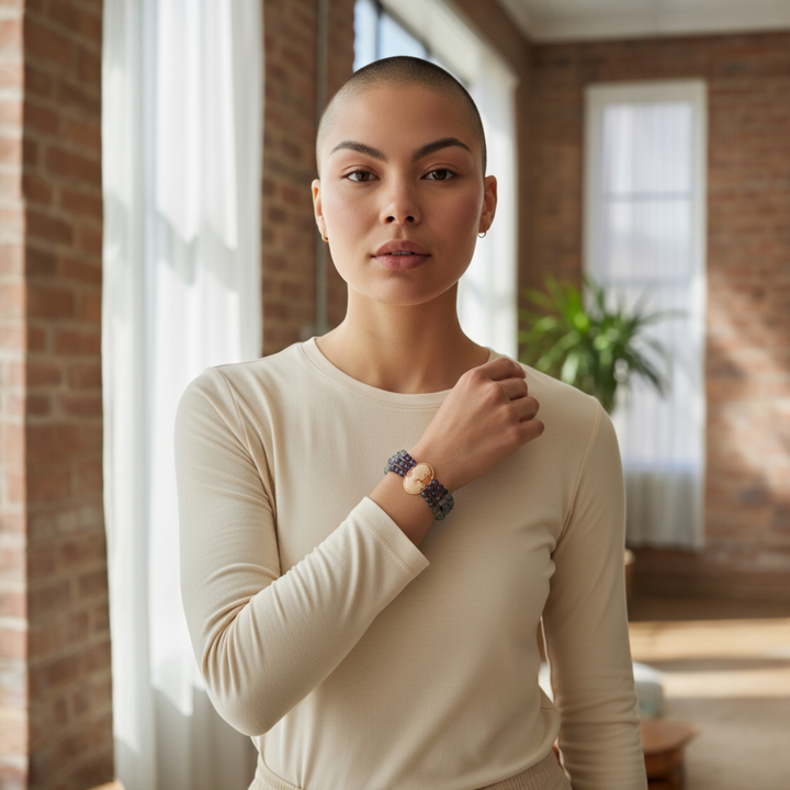 Bracciale Dama di Cammeo Corniola, Ametista e Agata montato in Cotone