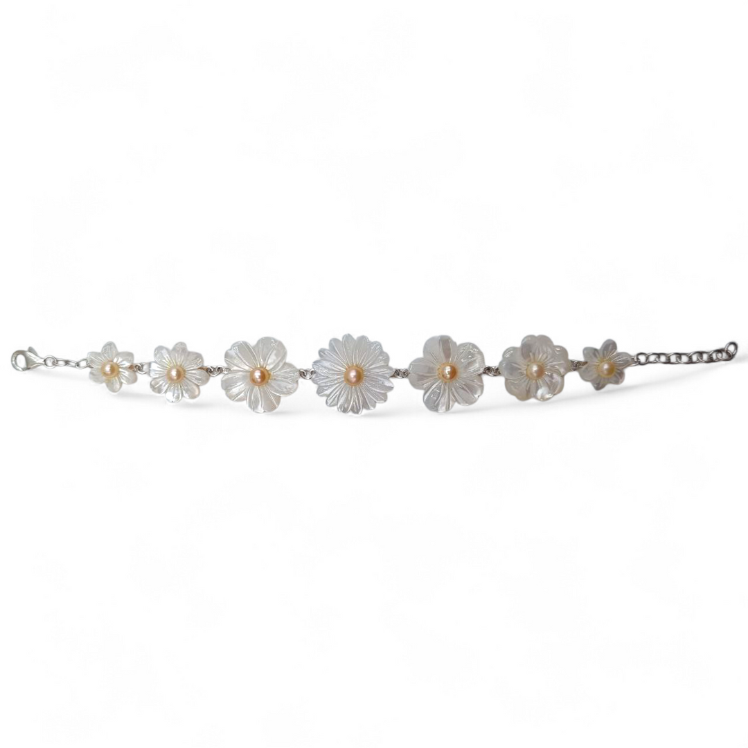 Bracciale Fiori in Madreperla montato in Argento