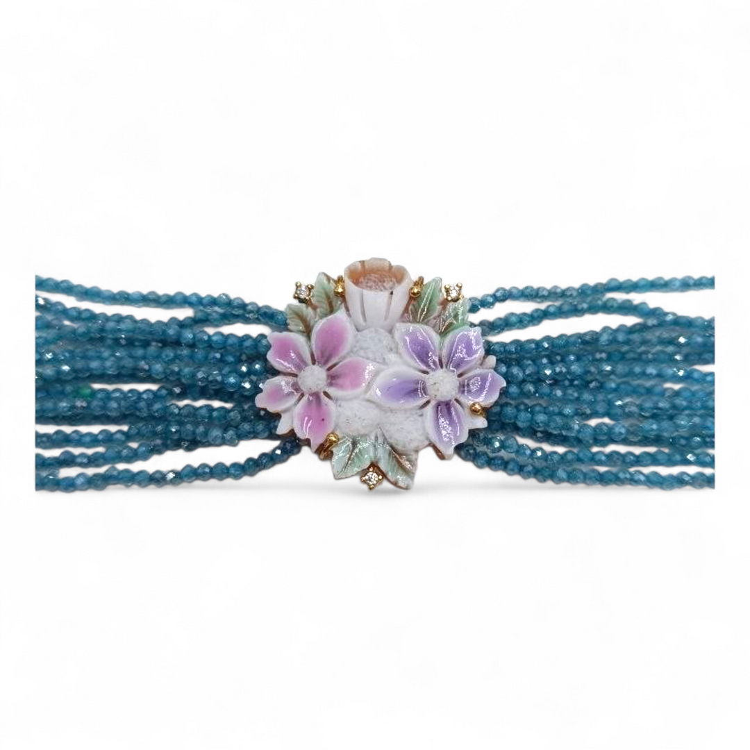Bracciale Fiori di Cammeo  montato in Argento Dorato