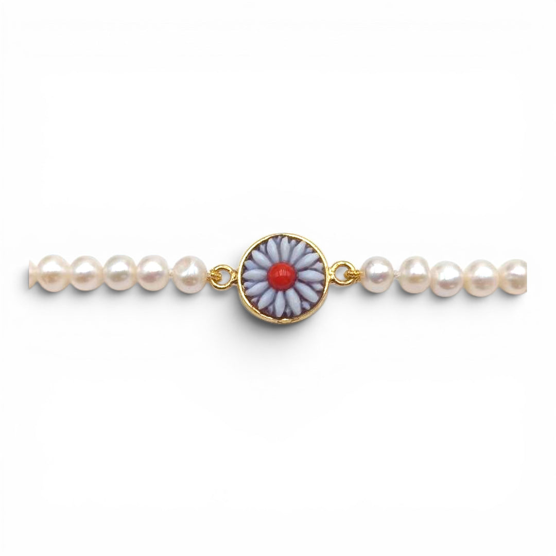 Bracciali Fiore Girasole di Cammeo montati in argento dorato