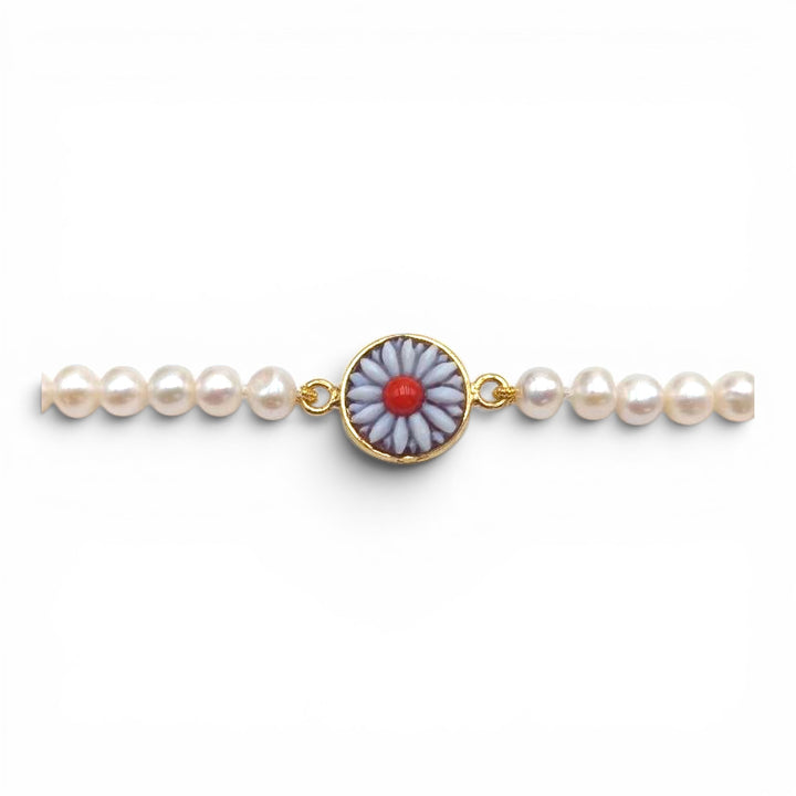 Bracciali Fiore Girasole di Cammeo montati in argento dorato