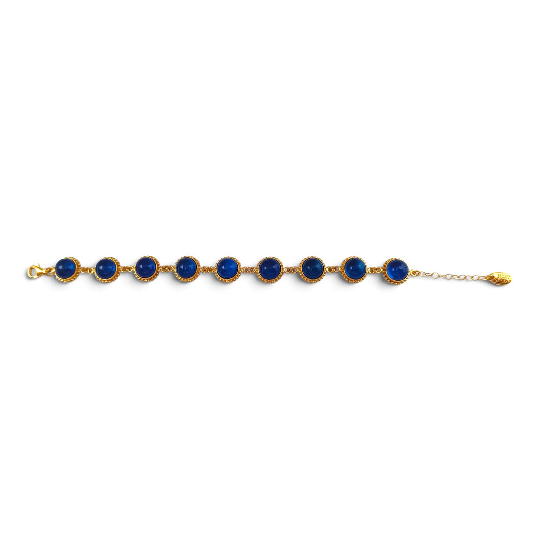 Bracciale sfere di Ambra blu montato in Argento Dorato