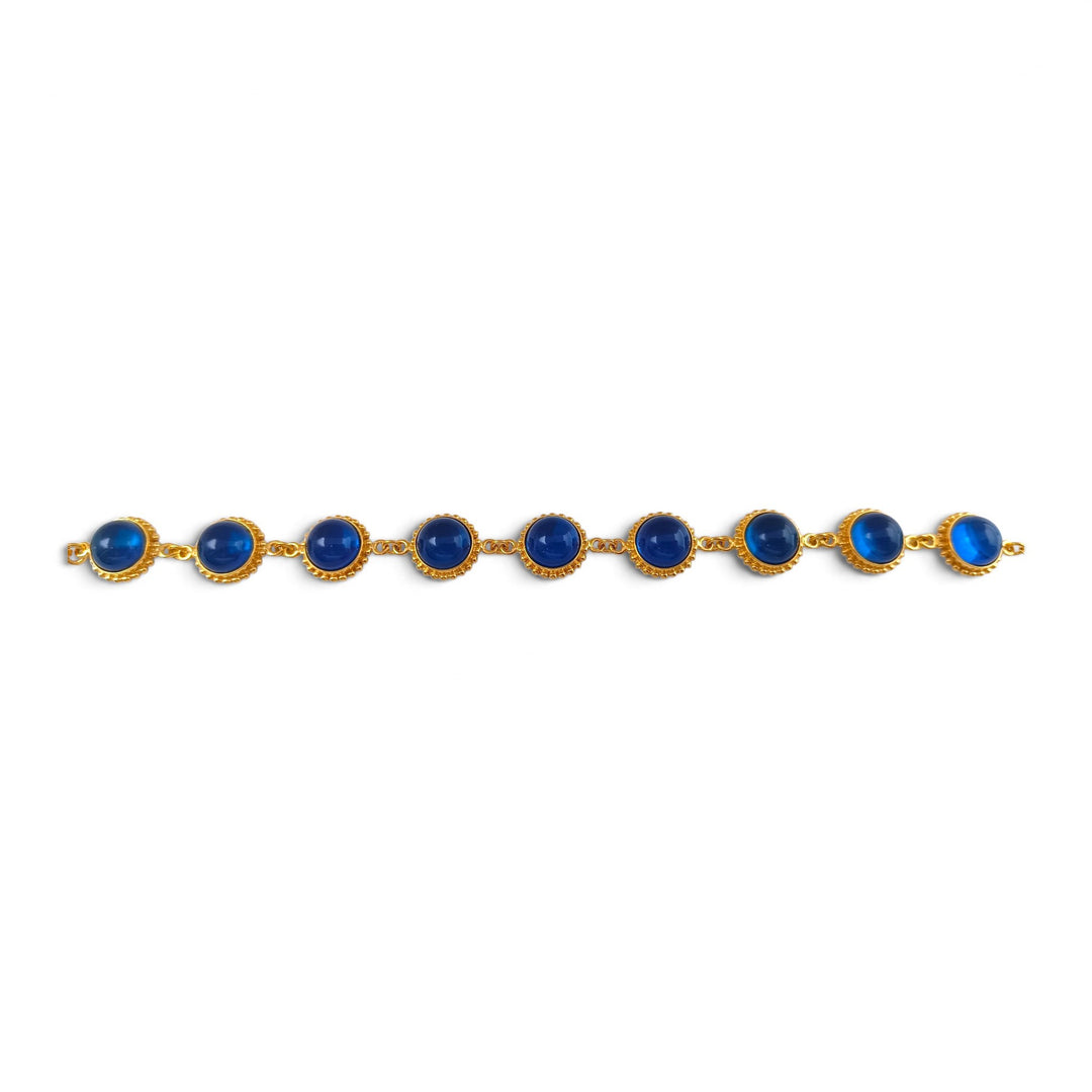 Bracciale sfere di Ambra blu montato in Argento Dorato