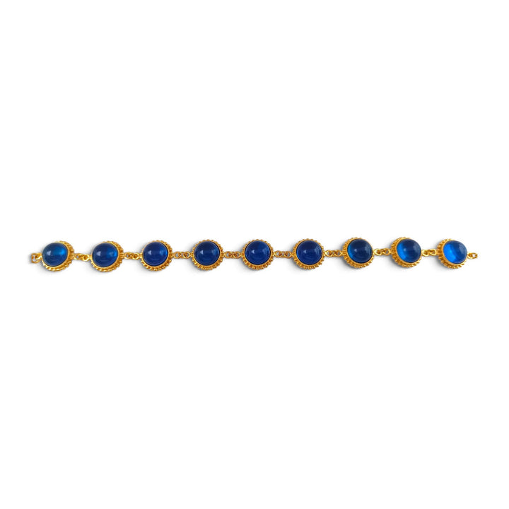 Bracciale sfere di Ambra blu montato in Argento Dorato