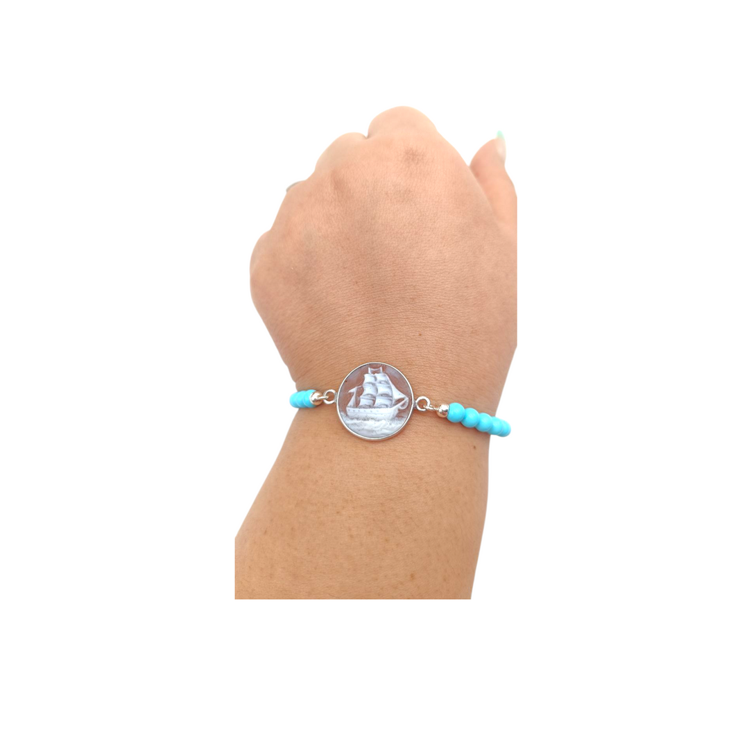 Bracciale Veliero di Cammeo montato in Argento