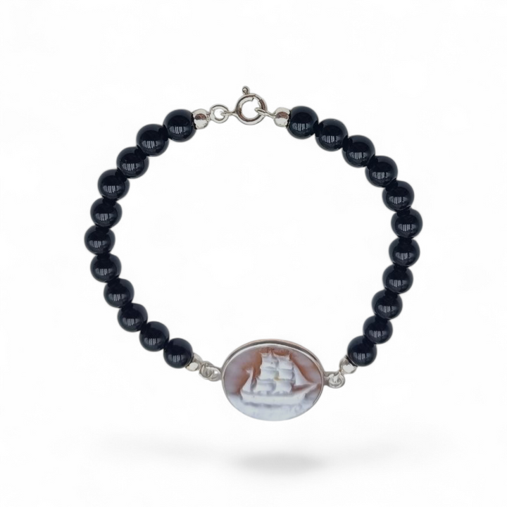 Bracciale Veliero di Cammeo montato in Argento