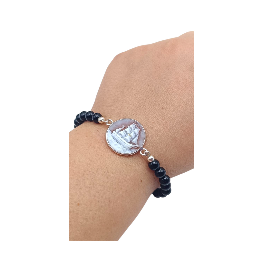 Bracciale Veliero di Cammeo montato in Argento