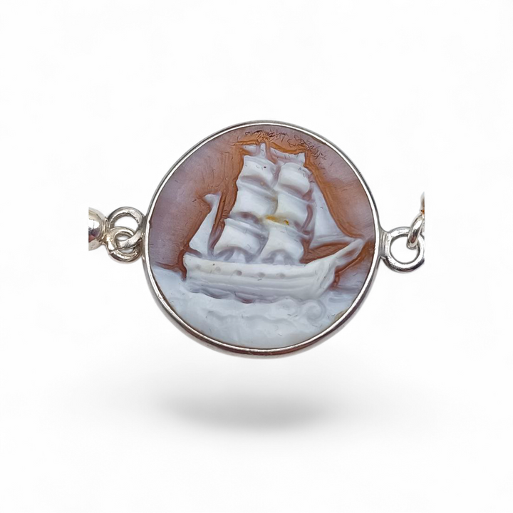 Bracciale Veliero di Cammeo montato in Argento