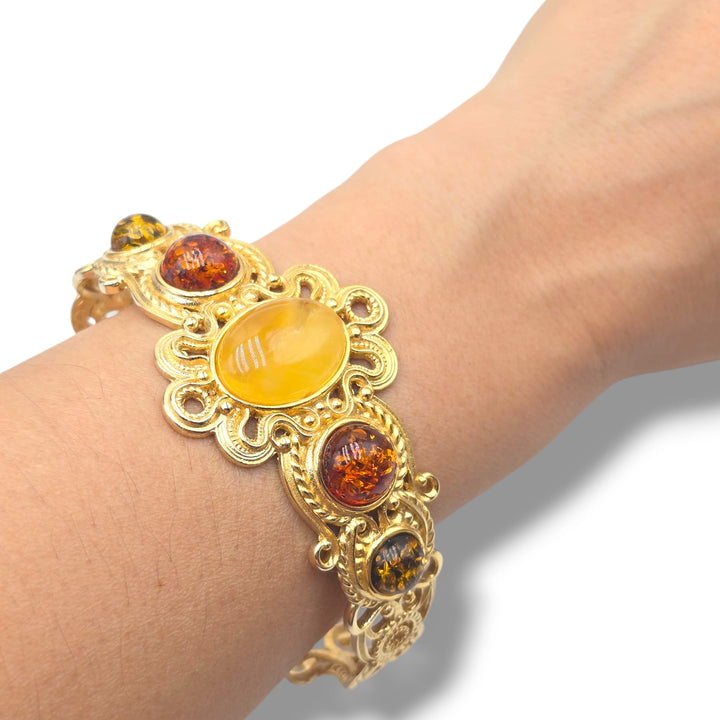 Bracciale Ambra multicolor del Baltico montato in argento